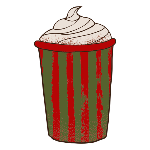 Red mug of creamy beverage PNG Design