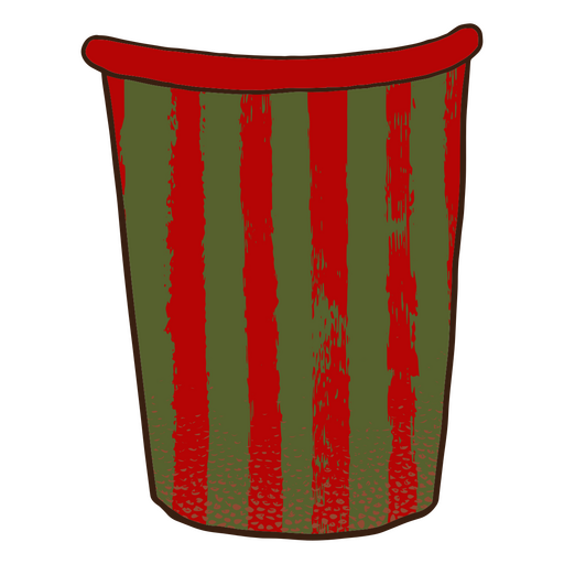 Red and green striped plastic cup PNG Design
