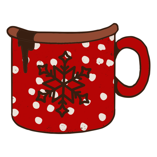 Taza roja con un copo de nieve Diseño PNG