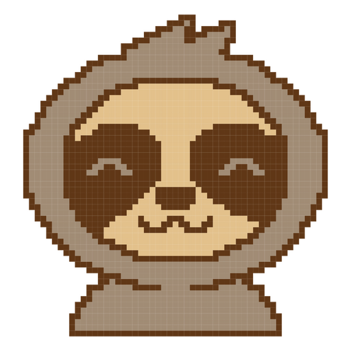Cute sloth in pixel art style PNG Design