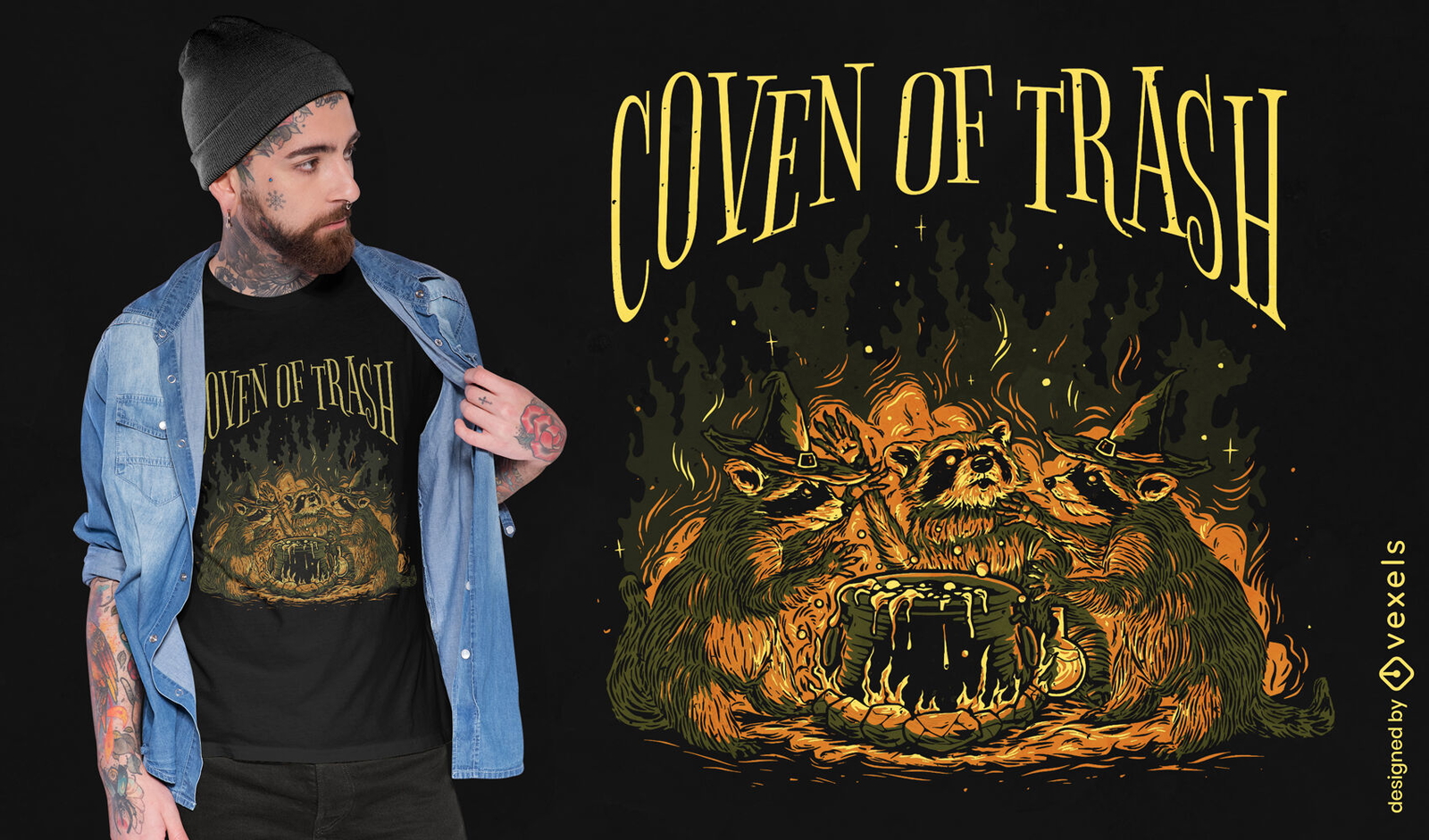 Trash Coven Waschbären T-Shirt Design