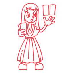 Chica de dibujos animados de trazo de magia oscura Diseño PNG