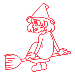Dunkle magische Schlaganfall-Karikaturhexe PNG-Design