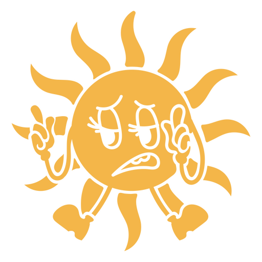 Sad sun cut out cartoon PNG Design
