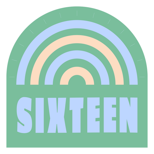 Sixteen years old flat sticker PNG Design
