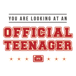 Official teenager color stroke badge PNG Design