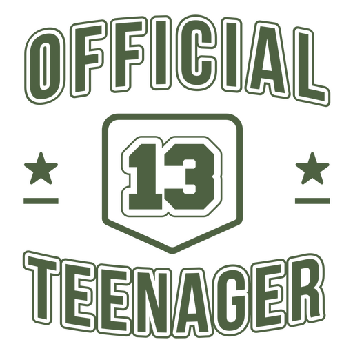Insignia oficial de 13 adolescentes Diseño PNG