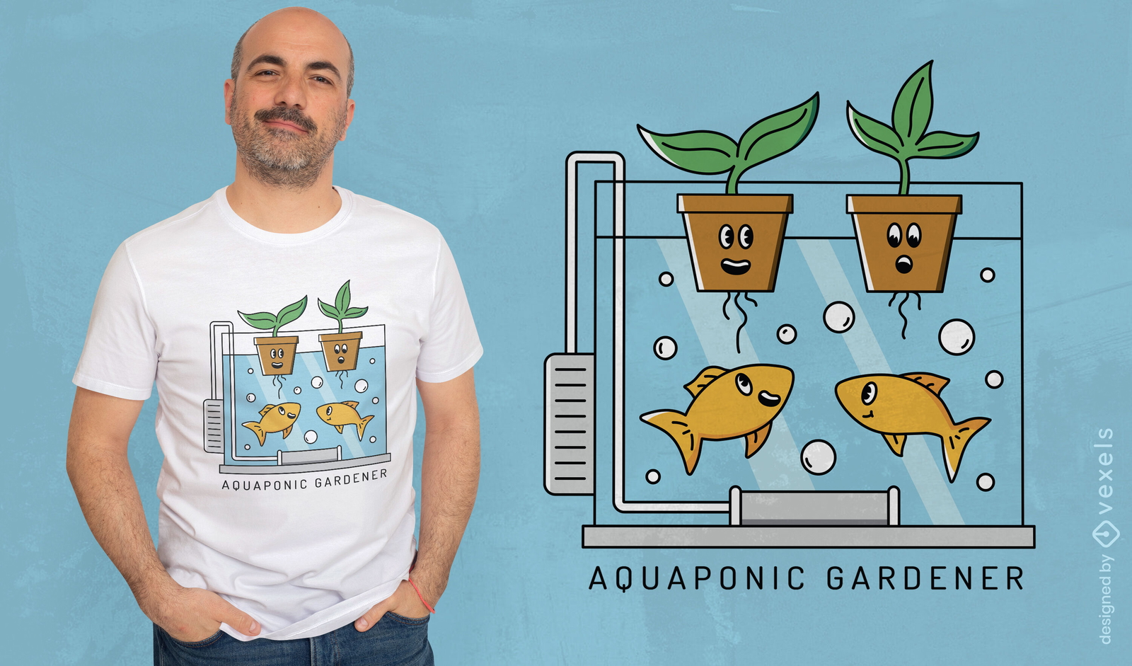 Design de camiseta aquapônica