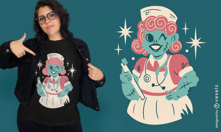 Zombie nurse 50s t-shirt design