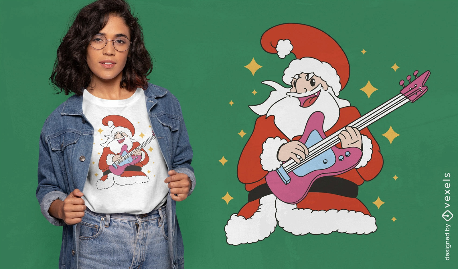 Design de camiseta de guitarra elétrica de Papai Noel