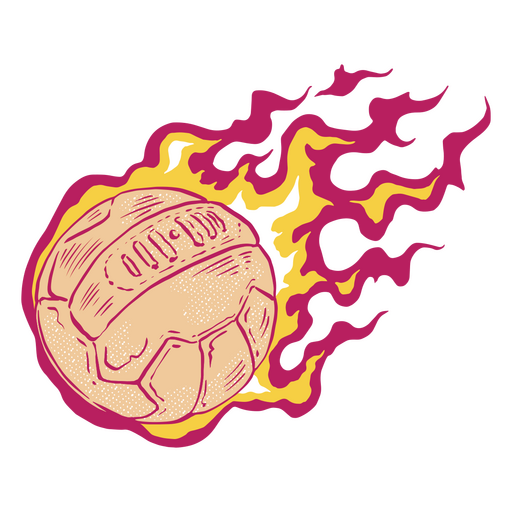 Bola de futebol no ícone das chamas Desenho PNG