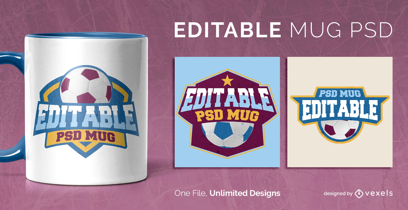 Modelo de design de caneca de esporte de futebol escalável