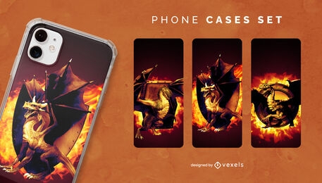 Dragon fantasy creature and fire phone case psd