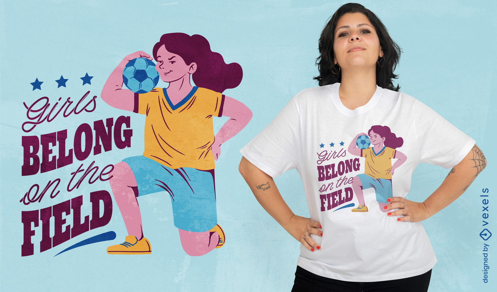 Diseño de camiseta de mujer jugadora de fútbol