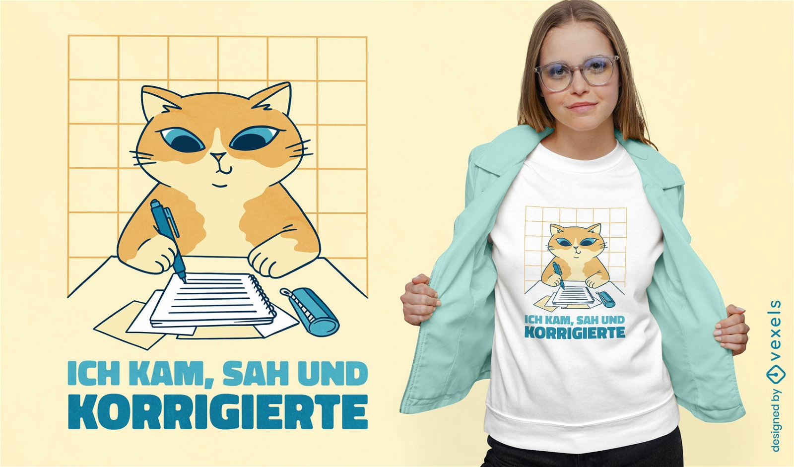 Cat writing quote t-shirt design