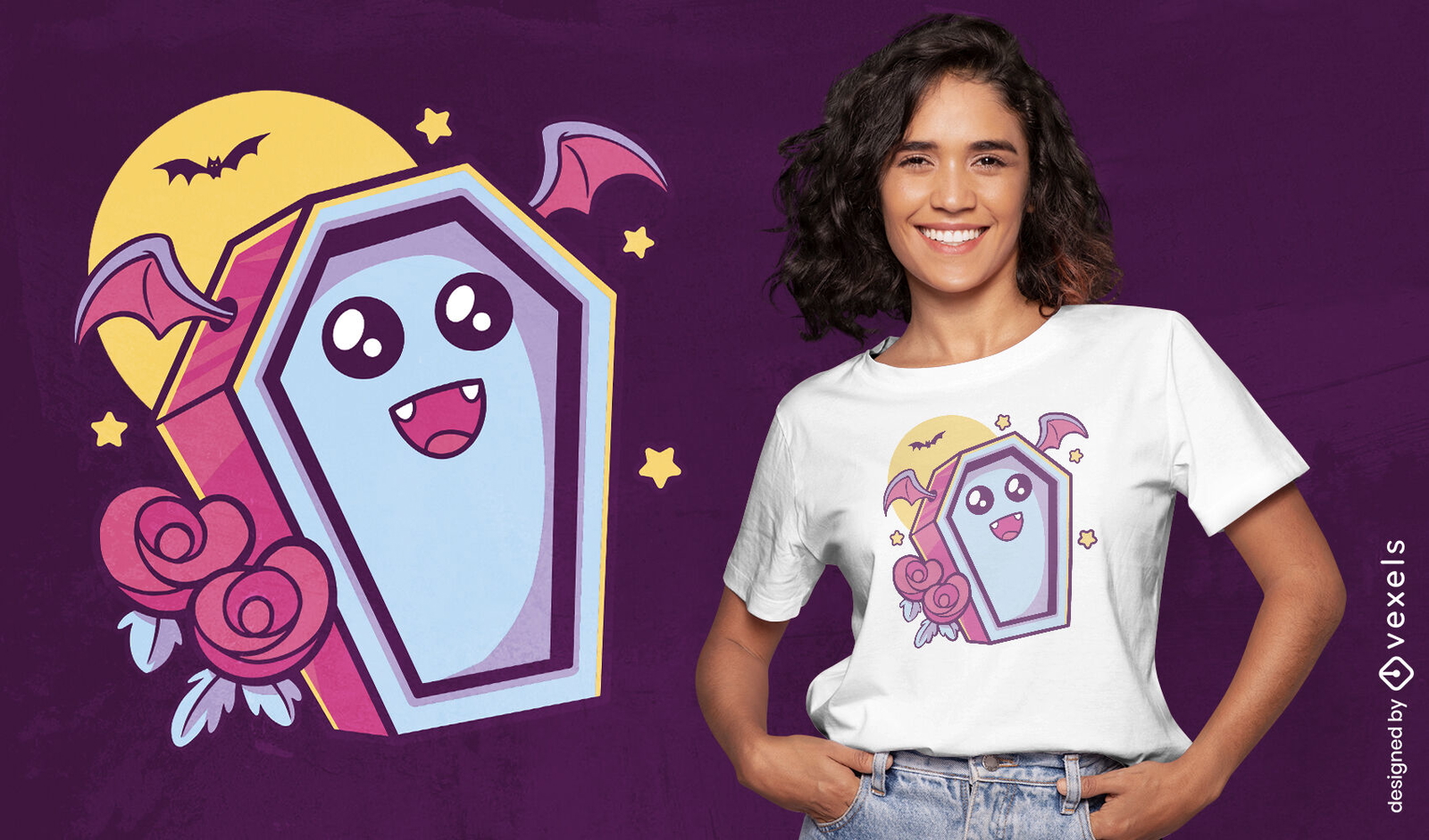 Design de camiseta de caixão kawaii