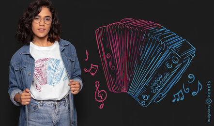 Diseño de camiseta de instrumento de armónica de Estiria.