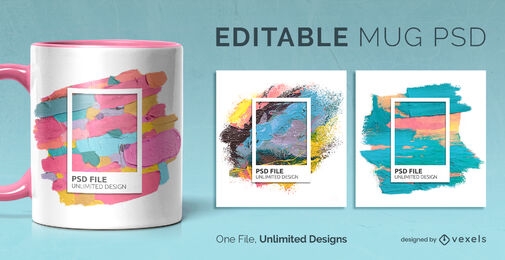 Paint strokes artistic mug template scalable
