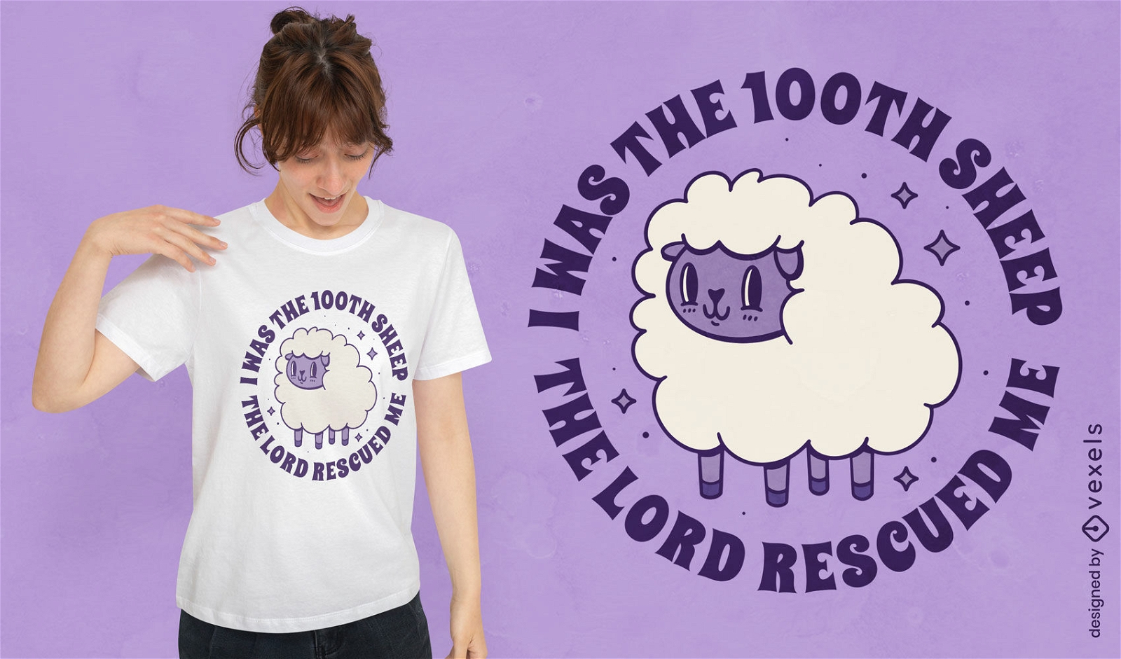Design de camiseta de desenho animado de animais de fazenda de ovelhas felizes