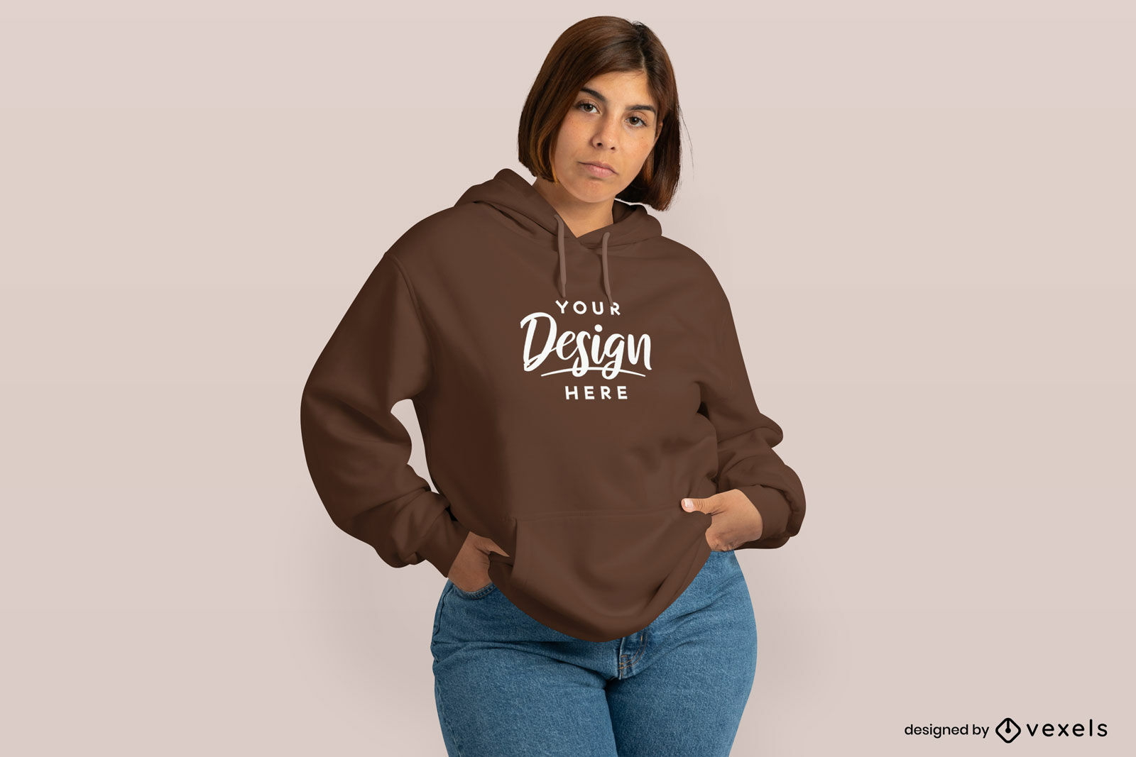 Maqueta de cabello corto y sudadera con capucha para niña de talla grande