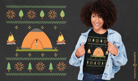 Camping ugly sweater t-shirt design