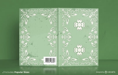 Diseño de portada de libro de trébol de cuatro hojas y plantas.