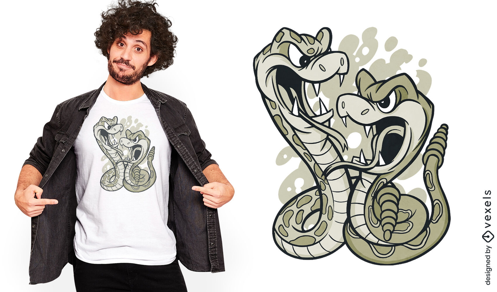 Diseño de camiseta de pelea de animales de serpiente de cascabel