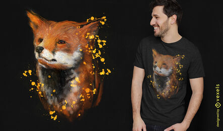 Diseño realista de camiseta de zorro acuarela