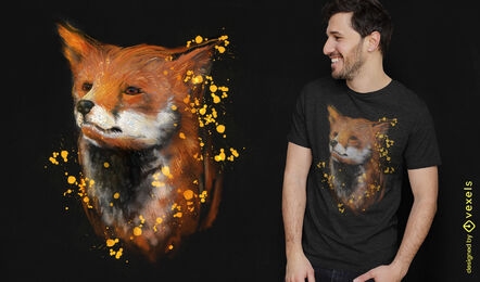 Realistic watercolor fox t-shirt design