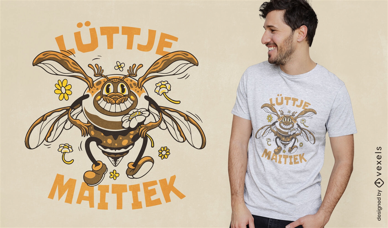 Design de camiseta de desenho animado de insetos Maybug