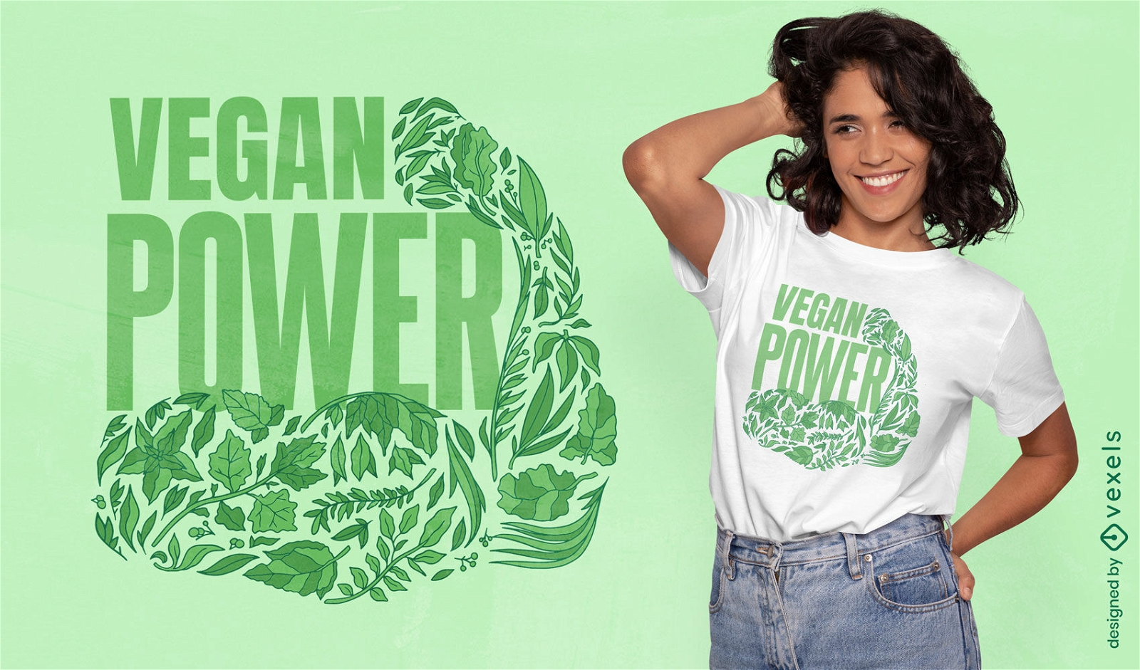 Strong arm made of leaves t-shirt design