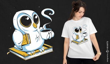 Owl with biooks and coffee t-shirt design