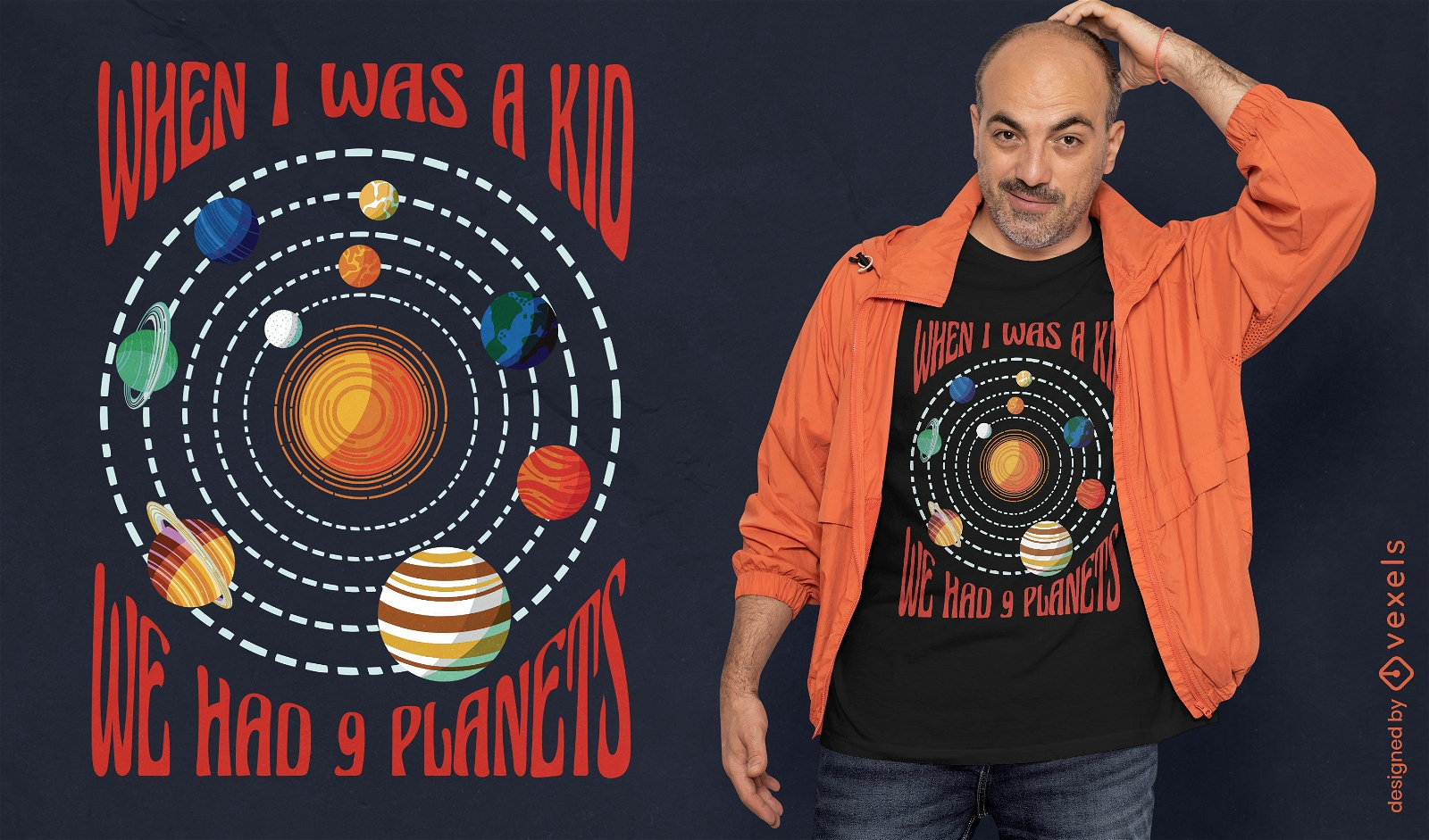 Diseño de camiseta de planetas en el espacio galáctico.