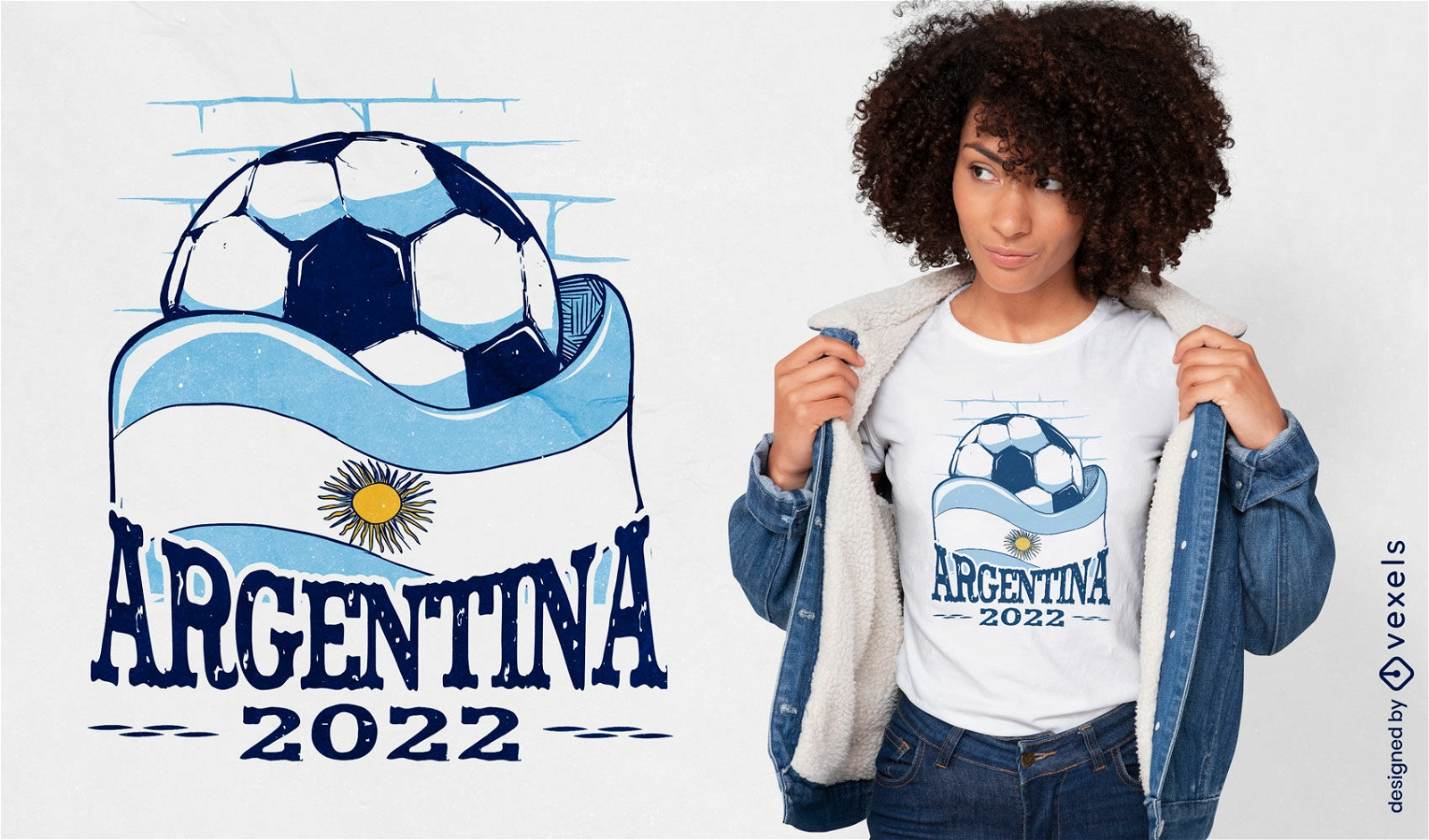 Argentinien-Flaggen-Fu?ball-T-Shirt-Design