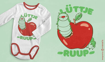 Caterpillar bug in apple t-shirt design