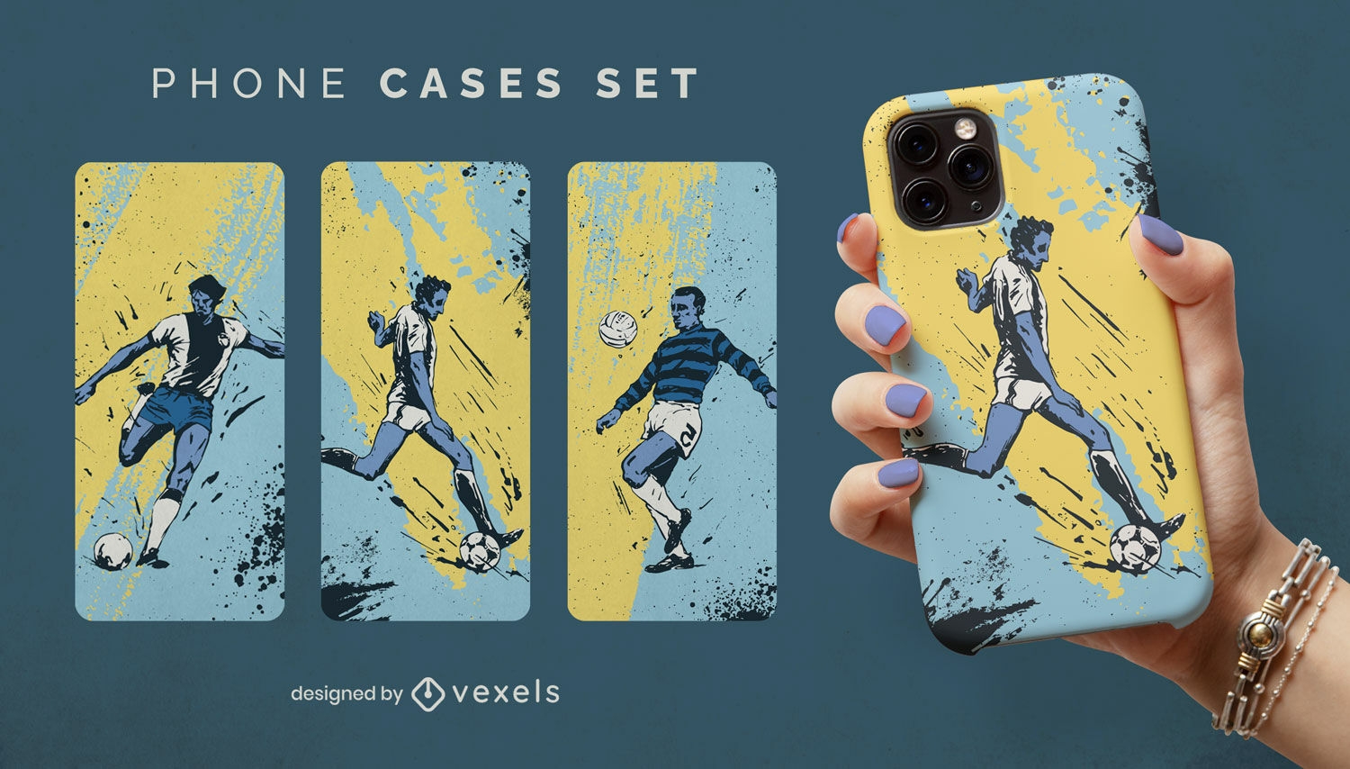 Conjunto de capas de telefone de jogadores de esportes de futebol