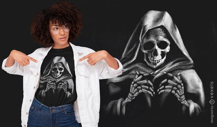 Realistic skeleton with cape t-shirt design
