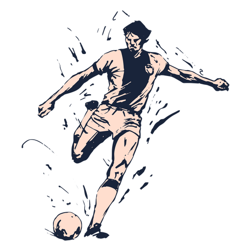 Jogador de futebol em movimento para chutar a bola Desenho PNG