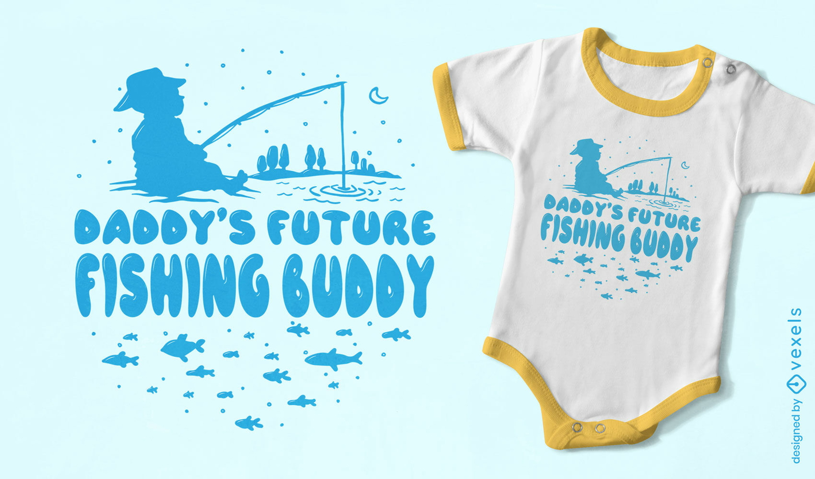 Design de camiseta de pai de pesca de bebê