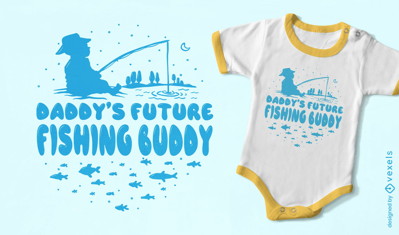 Diseño de camiseta de papá pescando bebé