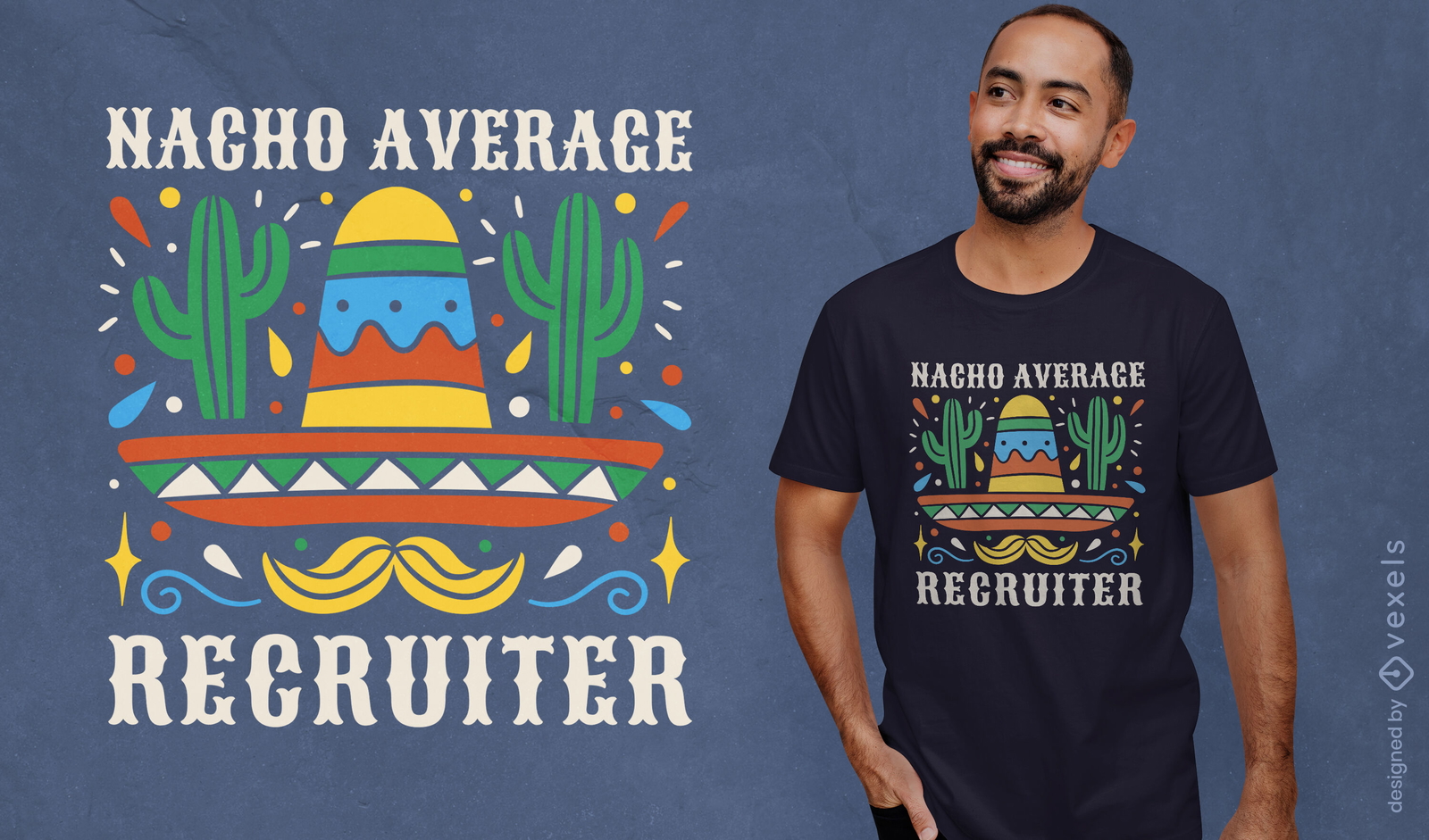 Chapéu mexicano e design de camiseta de cacto