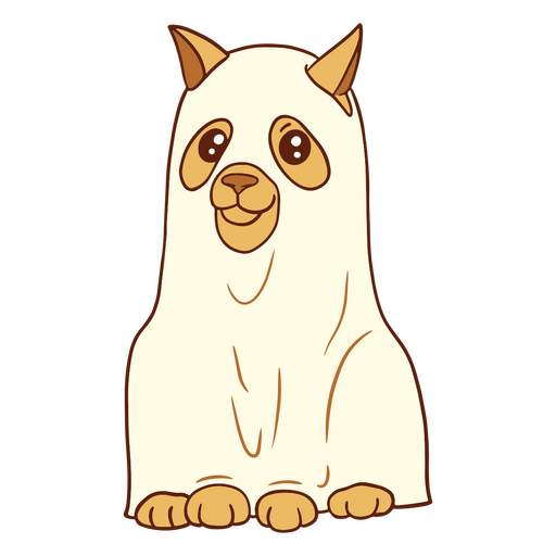 Adorable perro disfrazado de fantasma con una s?bana Diseño PNG