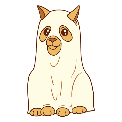 Adorable perro disfrazado de fantasma con una sábana Diseño PNG