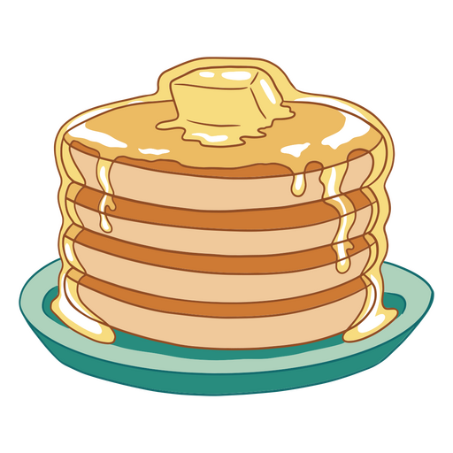 Delicious pancakes topped with butter and syrup PNG Design
