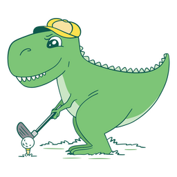 Dinosaur Playing Golf Cartoon PNG & SVG Design For T-Shirts