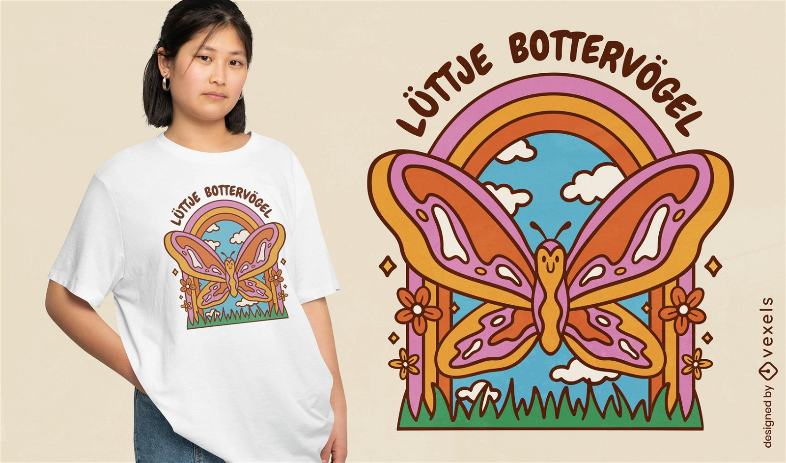Cute butterfly flying t-shirt design