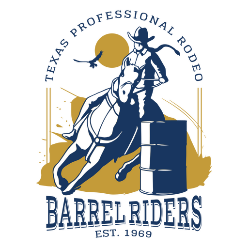 Texas professional rodeo Barrel riders badge PNG Design