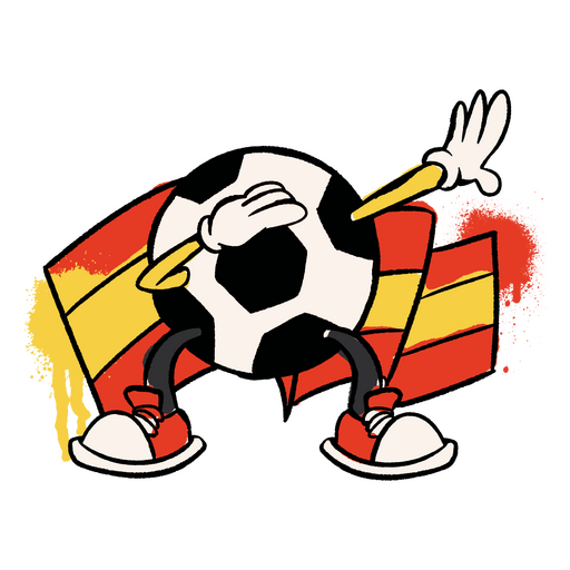 Soccer ball celebrating in front of  the Spanish flag PNG Design