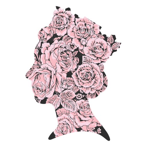 Profile of Queen Elizabeth II filled with flowers    PNG Design