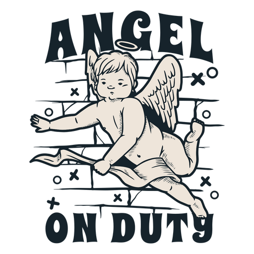 Angel on duty quote design PNG Design